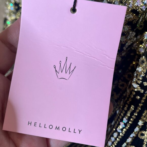 Hello Molly Gold & Black Halter Maxi Dress size 6 Sequined Formal Gown - Picture 7 of 9